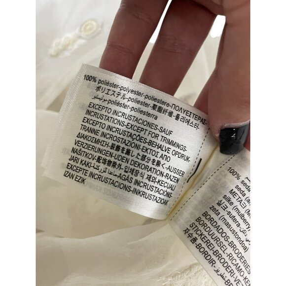 Zara Icons Womens Vest Top XS Ivory Silk Embellished Open Sheer Chiffon NWOT - Picture 7 of 11